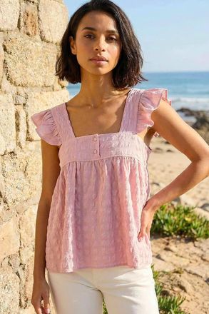 DUSK Textured Bubble Button Top