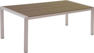 Beliani Mesa De Comedor De Metal Marr&oacute;n Plateado 180 X 90 Cm 6 Personas Vernio