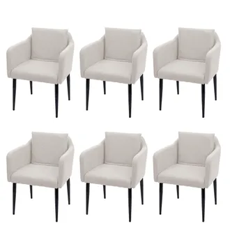 Hhg Non Utilizzato] Set 6x Poltrone Sedie Pranzo Soggiorno Lounge Hhg 734, Tessuto Avorio Beige