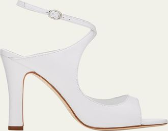 Manolo Blahnik Ard Lambskin Ankle-Strap Sandals