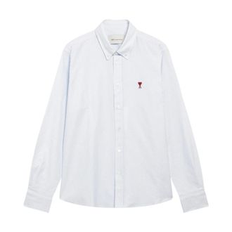 Ami Overhemden, Dames, Blauw, XS, Katoen, Klassiek Passende Oxford Shirt