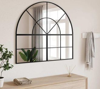 vidaXL Specchio da Parete Nero 100x90 cm Arco in Ferro