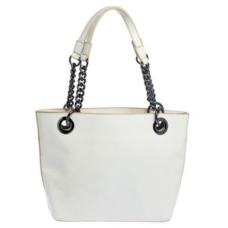 DKNY Dkny White Patent Leather Totes Bag