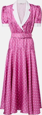 Rodarte Belted polka-dot silk twill midi dress