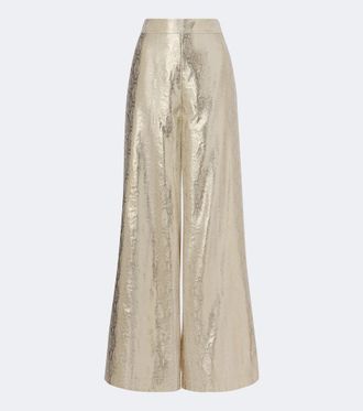 Joseph Selene silk-blend lam&eacute; wide-leg pants