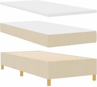 vidaXL Vidaxl Cama Tipo Box Spring Con Colch&oacute;n Crema 100 X 200 Cm Tela