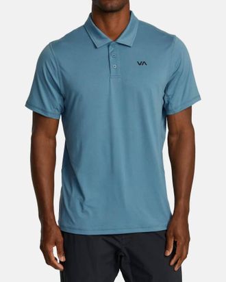Rvca Sport Vent Polo Shirt In Glacier