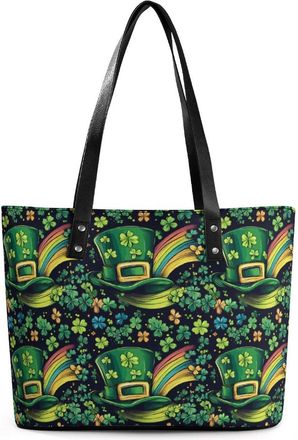 Generic St. Patricks Day Rainbow Shamrock Tote Bags for Women Cute Shoulder Purses Handbags