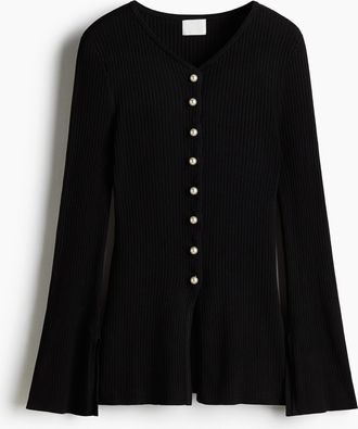 H&M Cardigan in Rippstrick - Schwarz
