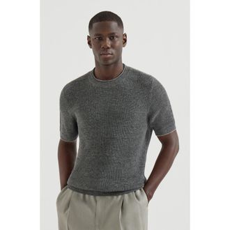 Brunello Cucinelli Linen and cotton T-shirt in Dark Grey at Nordstrom, Size 44 It