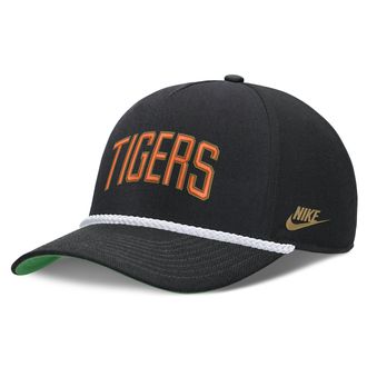 Nike Detroit Tigers Rise Nike Mens MLB Adjustable Hat in Black | NB4508ZED61-D8K