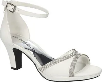 Easy Street Davina Ankle Strap Sandal in White Satin at Nordstrom, Size 6.5