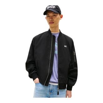 Tommy Jeans Zwarte Bomberjack - Rechte Snit - Heren - Bomber jackets - Zwart - 2XL - Katoen - Jassen