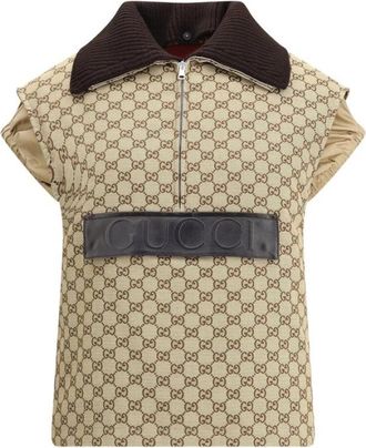 Gucci Bomber Gilet - Dames - Bodywarmers - Beige - XS - Katoen - Jassen