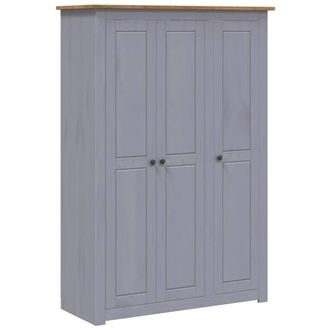 Berkfield Home 3-Door Wardrobe Grey 118x50x171.5 cm Pine Panama Range
