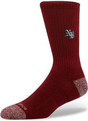 New Balance Unisex Active Premium Graphic Crew Calzini 1 Pair in Rosso, Poliestere, Taglia XL