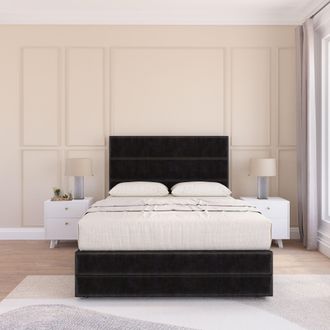 Sloomy Monaco Divan Bed Set With No drawers & Matching Footboard - Plush Velvet in Black | Size: King