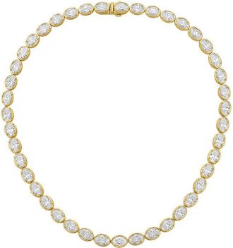 Diana M. Jewels 14kt Yellow Gold 50cts lab grown East-West Oval Diamond Bezel tennis necklace