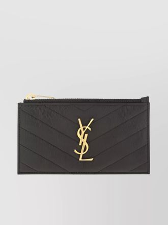 Saint Laurent leather quilted zip cardholder