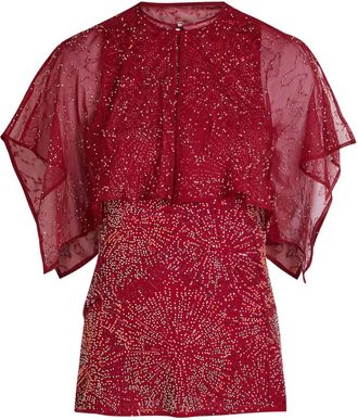 Paco Rabanne Embellished Chiffon Cape top - Red - 42 (UK14 / L)