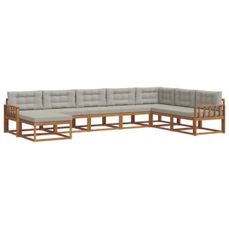 vidaXL Conjunto De Sof&aacute;s De Exterior 8 Pcs Gris Natural Y Claro Vidaxl
