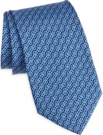 Ferragamo Trofeo Gancini Silk Tie in Navy at Nordstrom