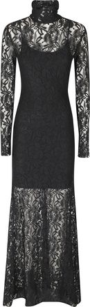 Alessandro Legora Black Floral Lace Jersey Maxi Dress