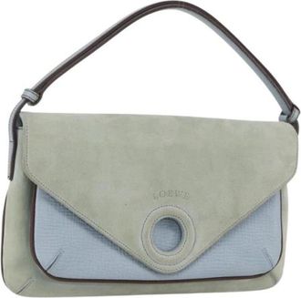 Loewe Pre-owned Shoulder Bags, female, Blue, Size: ONE SIZE Pre-owned Suede Shoulder Bag