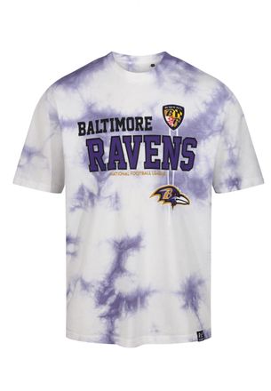 Recovered Clothing Baltimore Ravens NFL Tie-Dye Relaxed Oversized T-Shirt White Purple