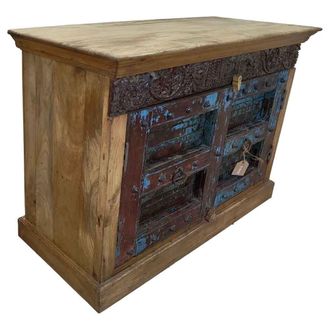 Wanderlust Deco Aparador de madera artesanal 117x42x92h marr&oacute;n