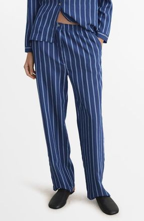 Mango Stripe Pajama Pants in Indigo Blue at Nordstrom, Size Medium