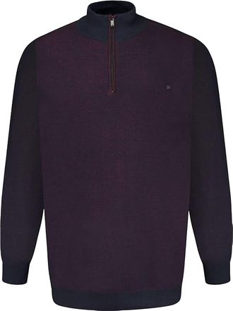KAM 1/4 Zip Top Long Sleeve Knitted Casual Jumper Mens Plus Size 2XL-8XL 94 (UK, Alpha, 5XL, Plus, Regular, Navy)