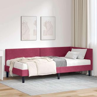 vidaXL Estructura De Cama Esquina Con Colch&oacute;n 2 Uds. Verde Terciopelo Vidaxl