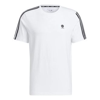 adidas neo Logo Printing Round Neck Sports Short Sleeve White T-Shirt HN8778
