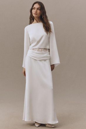 Mare Mare Lace Hip Mix Satin Midi Skirt