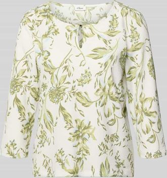 s.Oliver Red Label Regular Fit T-Shirt mit Allover-Muster und 3/4-&Auml;rmeln in Weiss, Gr&ouml;&szlig;e 34