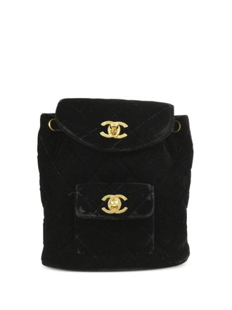 Chanel 1994-1996 Duma fluwelen rugzak - Zwart