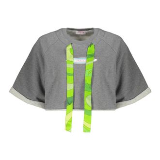 Pucci T-Shirts, female, Gray, Size: XS Cropped Sweatshirt