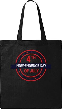 Generic 4th Of July Independence Day Circle Stars Graphic Natural Ecological Cotton Tote Bag Black
