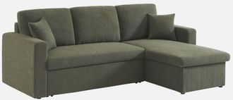 Sweeek Sweeek - Sof&aacute; Cama Esquinero Reversible De 3 Plazas En Borreguito, Ida Borreguito, Blanco, 219x81x68 Cm