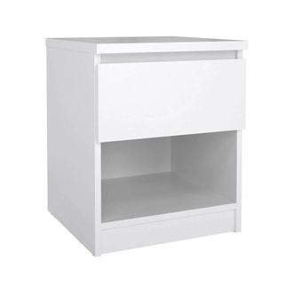 Dmora Dmora - Mesita De Noche Con Un Caj&oacute;n, Color Blanco Brillante, 40 X 49 X 40 Cm, Con Embalaje Reforzado