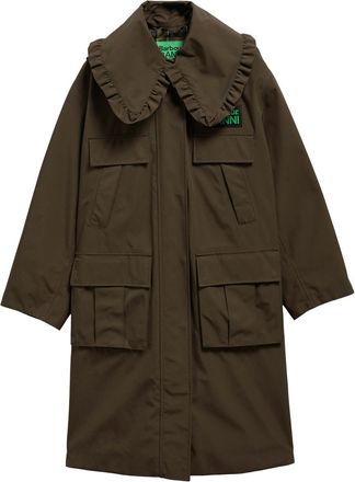 Ganni Waterproof Hooded Shell Parka Coat - Khaki - 10 (UK10 / S)