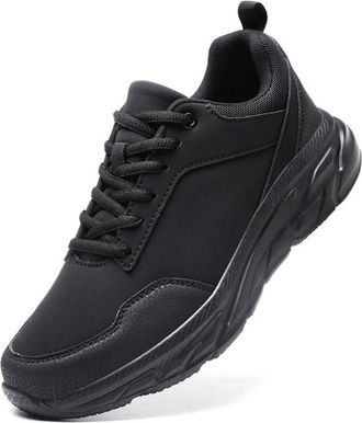 Generic Mens Leather Sports Casual Lightweight Soft-Soled Running Shoes, Black, 5.5 UK