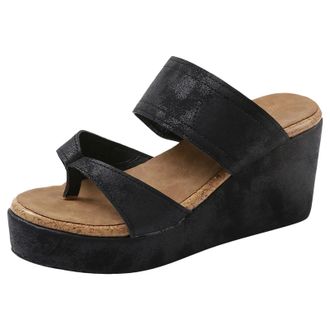 Generic Thick Soled Thong Toed Womens Outdoor Sandals Fashionable Leather Wedge Heeled Beach Casual Sandals Women Lightweight And Comfortable Summer Sandal (8