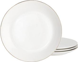 Gibson Home Ogalla 4 Piece Fine Ceramic 10.5 Inch Dinner Plate Set in Gold at Nordstrom