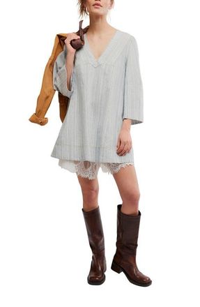 Free People Goldie V-Neck Minidress in Indigo Combo at Nordstrom, Size X-Small