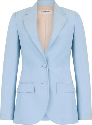 Philosophy di Lorenzo Serafini Jassen, Dames, Blauw, S, Polyester, Lichtblauwe blazer met een klassiek en elegant design