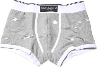 Dolce & Gabbana Gray Cotton Stretch Regular Boxer Mens Underwear