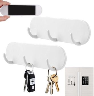 No Brand Jhubersproducts - Soporte Magn&eacute;tico Para Llaves - Soporte Para Llaves Sin Taladrar - Blanco - Montaje En Pared - Imanes Potentes - Ideal Para Pasillos