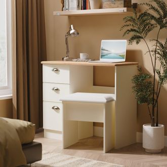 Welcome Furniture Westminster Ready Assembled Vanity in Cream Ash & Riviera Oak - Welcome Furniture | TJ Hughes